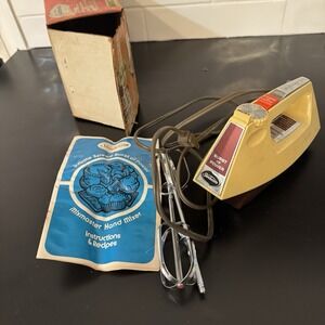 Vintage Sunbeam Mixmaster Electric Hand Mixer Harvest Gold‎ FOR PARTS ONLY